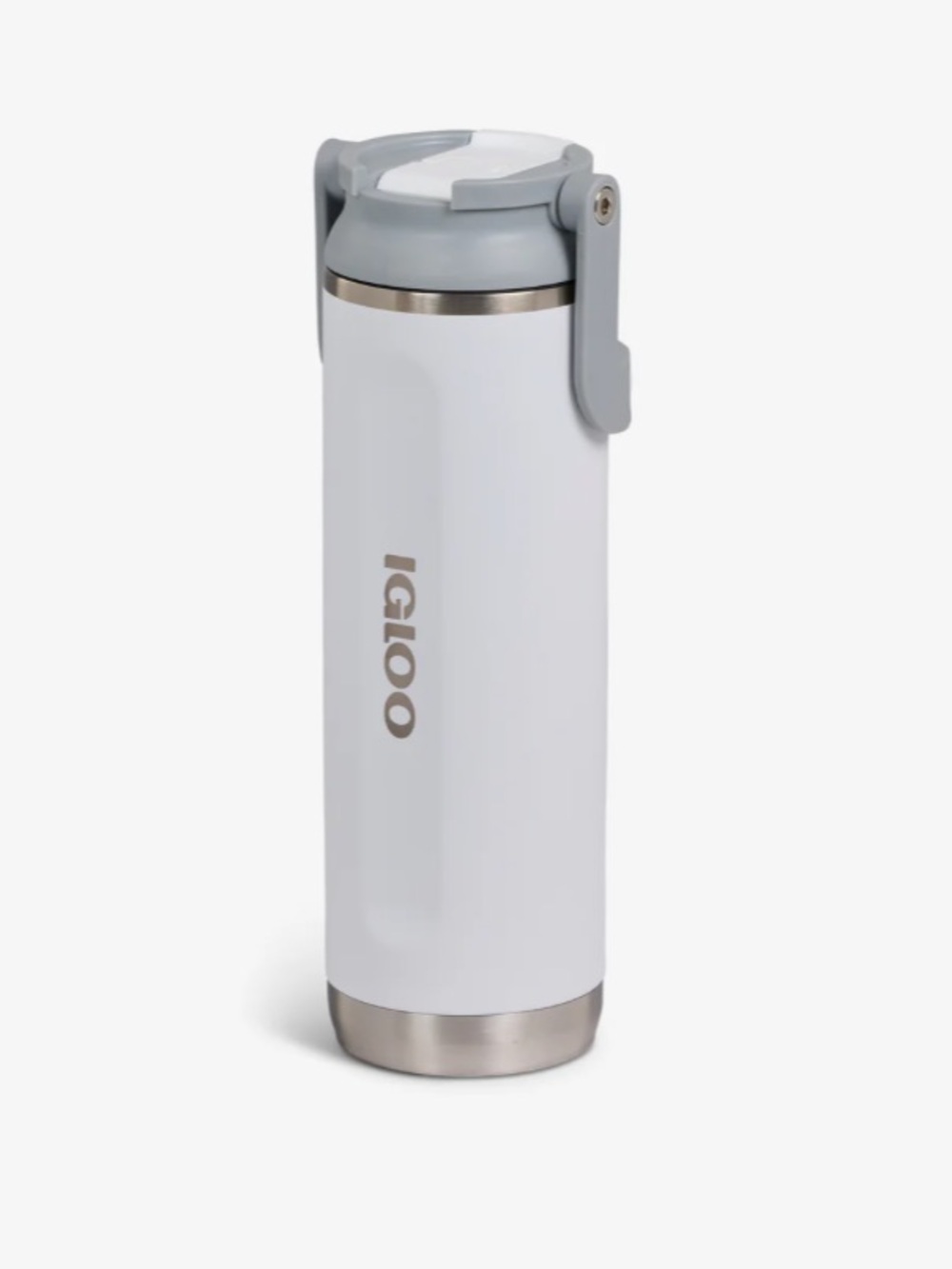 Set of 2: Igloo White Travel Bottle with Gray Flip Lid